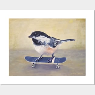 Why Fly When You Can Skate? - chickadee skateboard painting Posters and Art